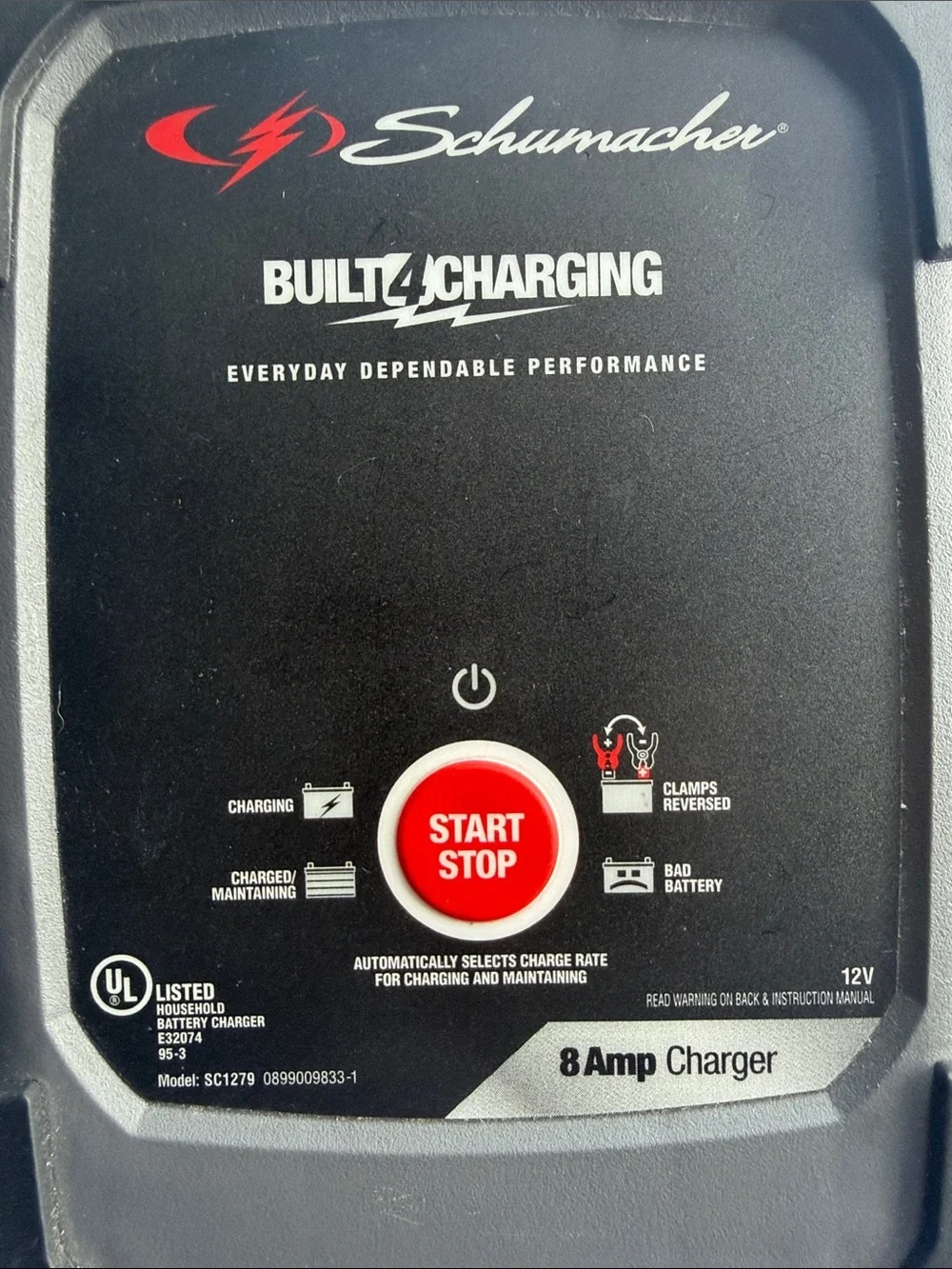 8 Amp Black Battery Charger and Maintainer